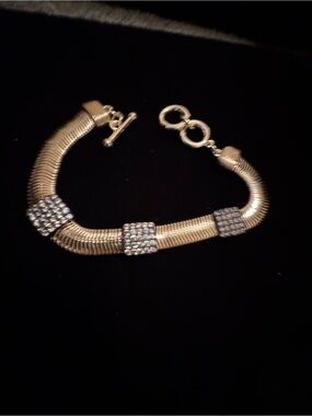 Elegant Gold-Tone Bracelet with Crystal Accents